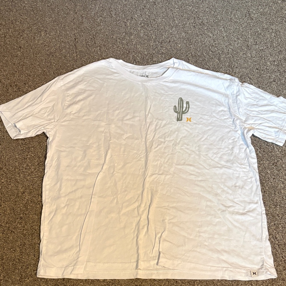 Hurley White T-Shirt with Cactus Design